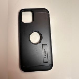 Black iPhone 12 pro case with kickstand